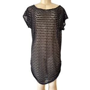 Vintage Jordan Taylor USA Black Sheer Swim Dress Coverup Scrunch Side Swimwear‎